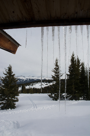 Icicles and view from Walter's cabin up